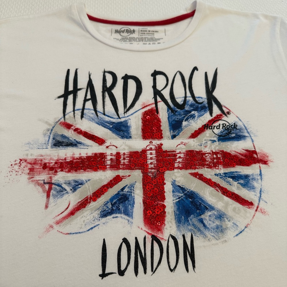 HARD ROCK Women's Sequin Guitar Flag Tee